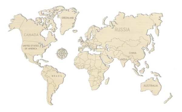 Drevená mapa sveta na stenu M