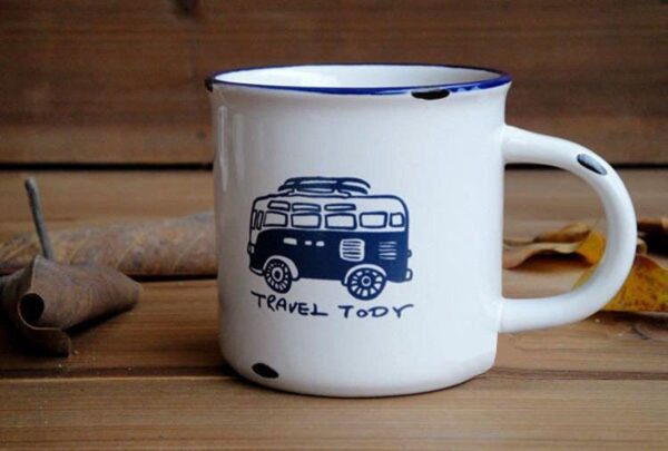Retro Mini porcelánový hrnček Travel