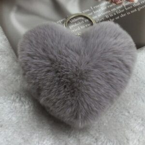 Plyšová kľúčenka Srdce Šedá