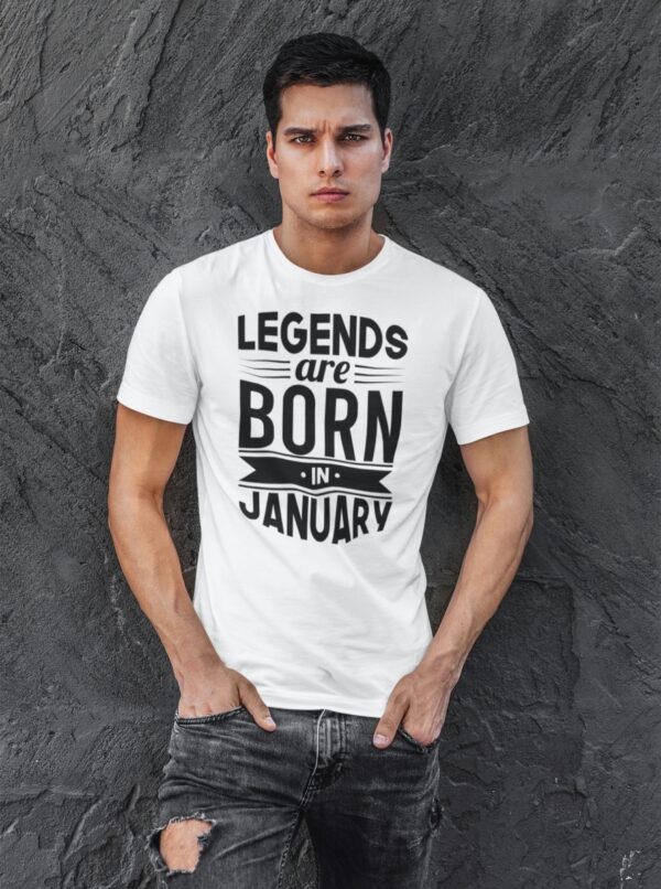 Tričko LEGENDS ARE BORN IN ... (mesiac) - S/Biela/JANUARY